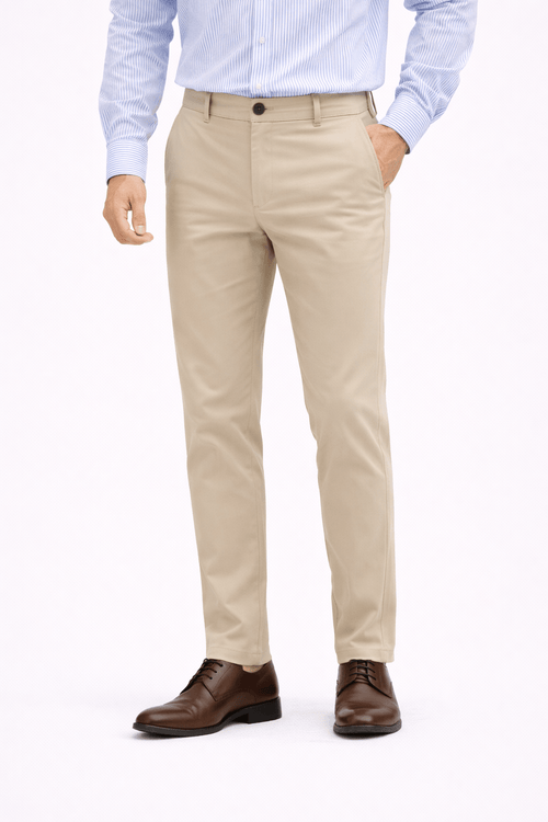 Creamy Camelwood Cotton Pant - Smart Fit